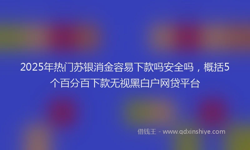 2025年热门苏银消金容易下款吗安全吗，概括5个百分百下款无视黑白户网贷平台