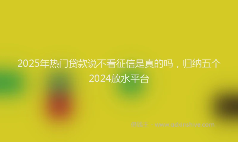 2025年热门贷款说不看征信是真的吗,归纳五个2024放水平台