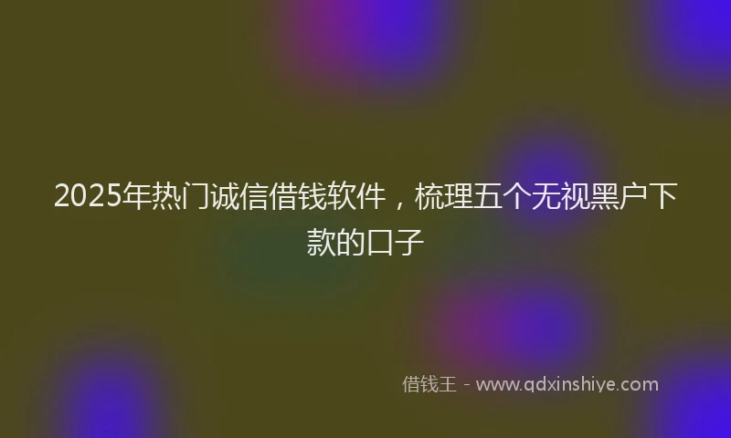 2025年热门诚信借钱软件,梳理五个无视黑户下款的口子