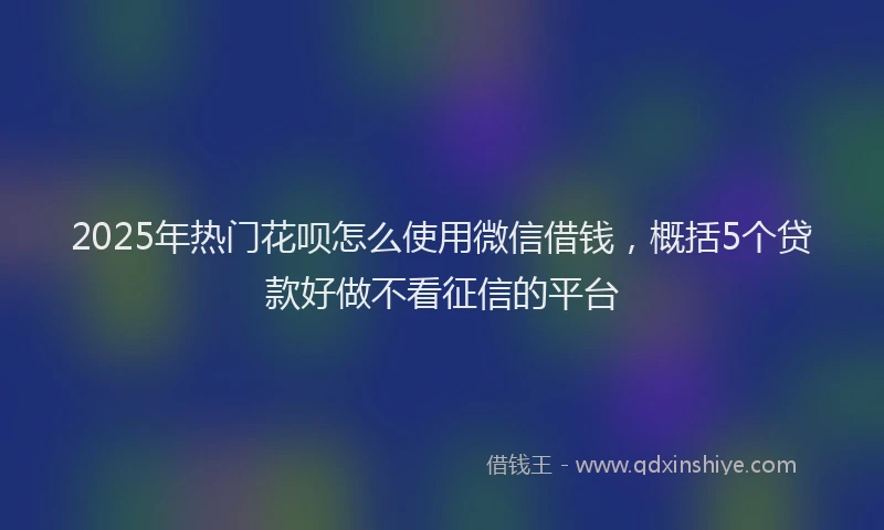 2025年热门花呗怎么使用微信借钱，概括5个贷款好做不看征信的平台