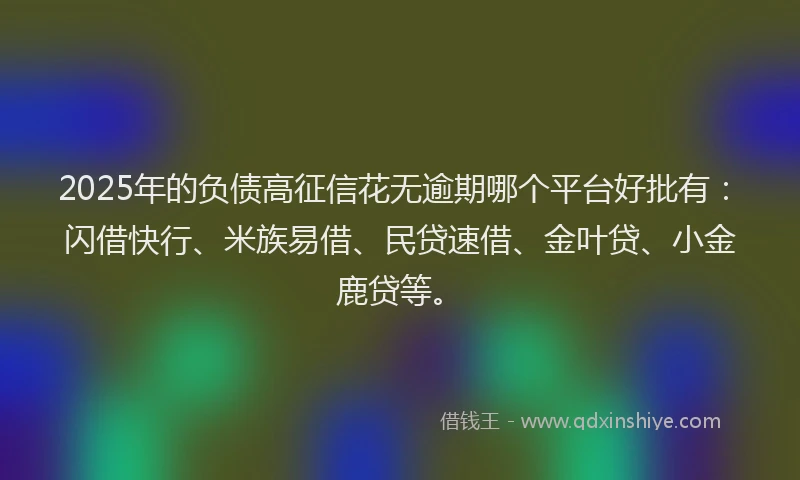 2025年的负债高征信花无逾期哪个平台好批有：闪借快行、米族易借、民贷速借、金叶贷、小金鹿贷等。