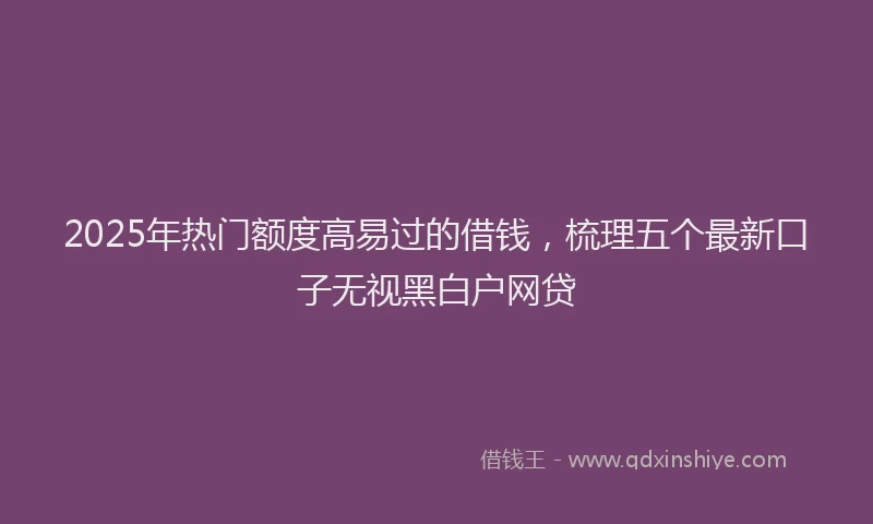 2025年热门额度高易过的借钱，梳理五个最新口子无视黑白户网贷