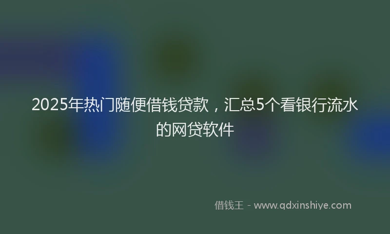 2025年热门随便借钱贷款，汇总5个看银行流水的网贷软件
