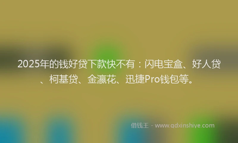 2025年的钱好贷下款快不有：闪电宝盒、好人贷、柯基贷、金瀛花、迅捷Pro钱包等。