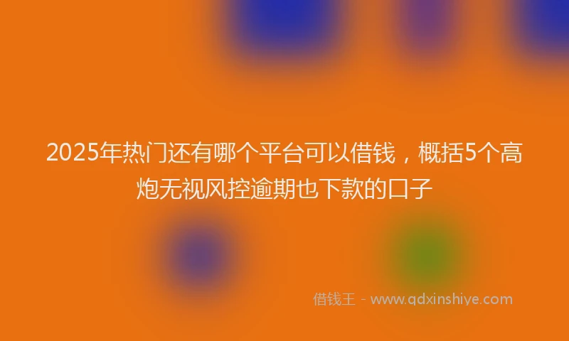 2025年热门还有哪个平台可以借钱,概括5个高炮无视风控逾期也下款的口子