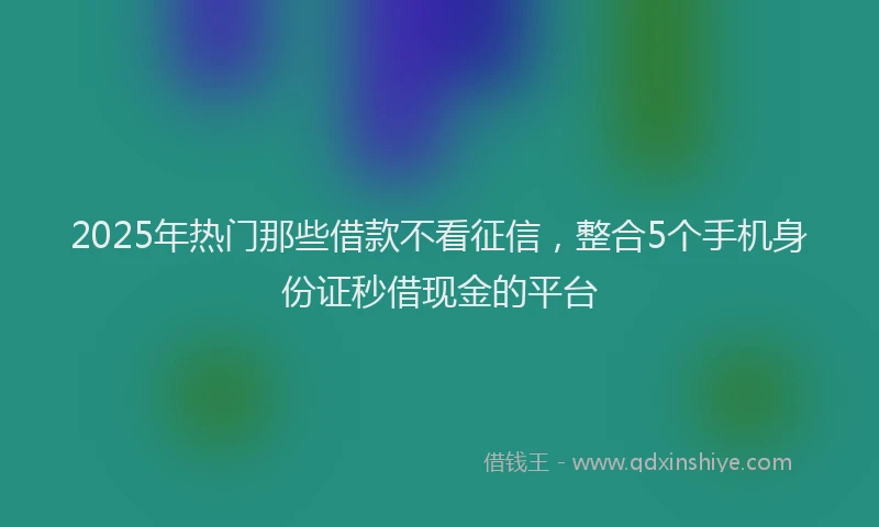 2025年热门那些借款不看征信，整合5个手机身份证秒借现金的平台