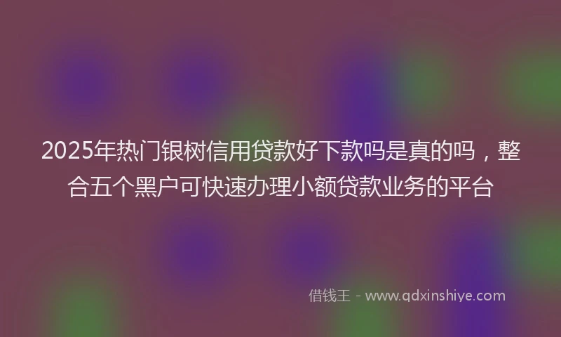 2025年热门银树信用贷款好下款吗是真的吗,整合五个黑户可快速办理小额贷款业务的平台