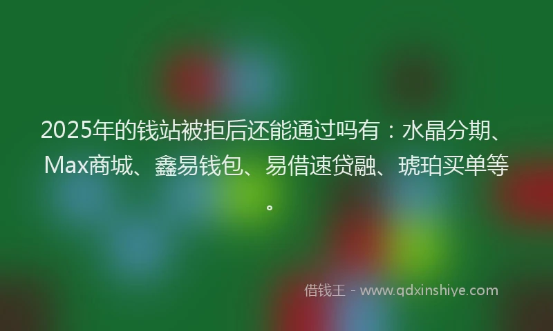 2025年的钱站被拒后还能通过吗有：水晶分期、Max商城、鑫易钱包、易借速贷融、琥珀买单等。