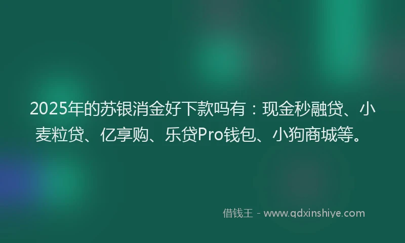 2025年的苏银消金好下款吗有：现金秒融贷、小麦粒贷、亿享购、乐贷Pro钱包、小狗商城等。