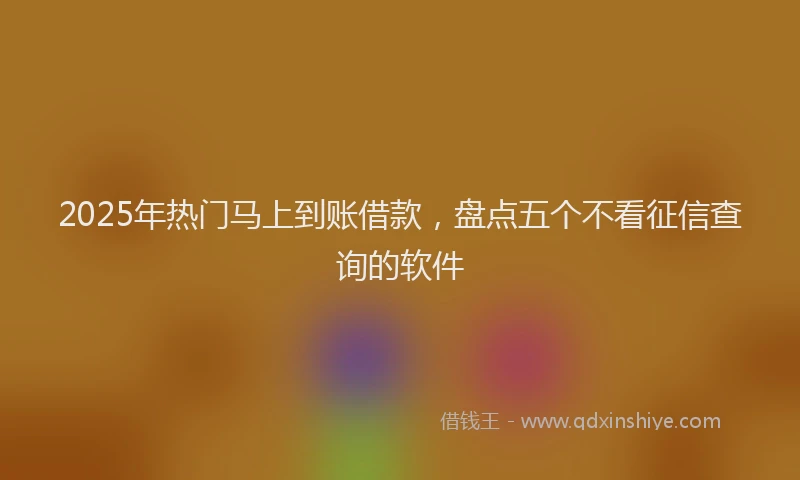 2025年热门马上到账借款，盘点五个不看征信查询的软件