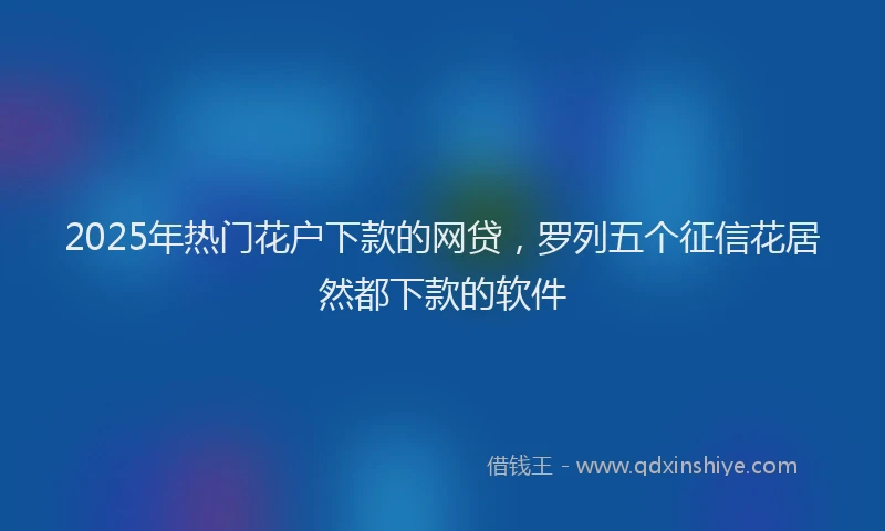 2025年热门花户下款的网贷，罗列五个征信花居然都下款的软件