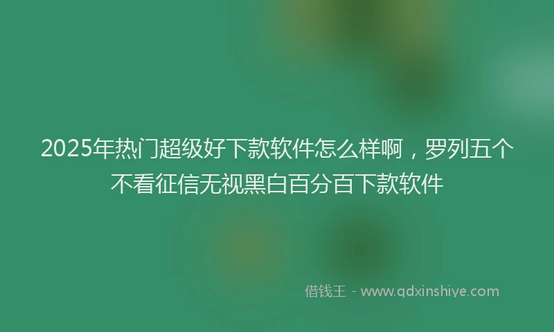 2025年热门超级好下款软件怎么样啊,罗列五个不看征信无视黑白百分百下款软件