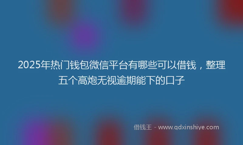 2025年热门钱包微信平台有哪些可以借钱，整理五个高炮无视逾期能下的口子