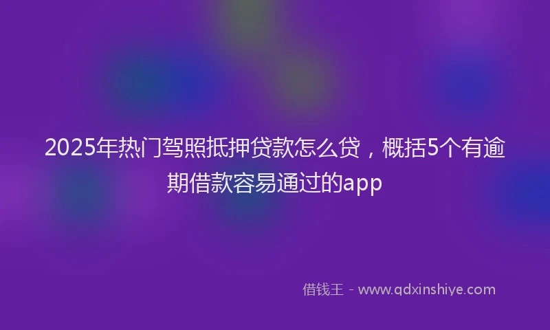 2025年热门驾照抵押贷款怎么贷，概括5个有逾期借款容易通过的app