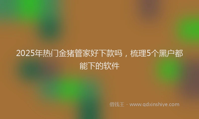 2025年热门金猪管家好下款吗,梳理5个黑户都能下的软件