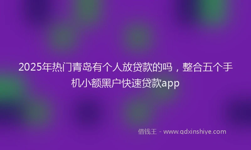 2025年热门青岛有个人放贷款的吗,整合五个手机小额黑户快速贷款app