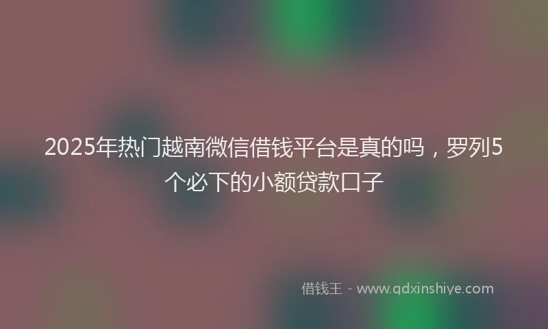 2025年热门越南微信借钱平台是真的吗,罗列5个必下的小额贷款口子