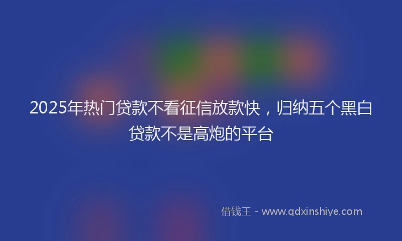 2025年热门贷款不看征信放款快,归纳五个黑白贷款不是高炮的平台