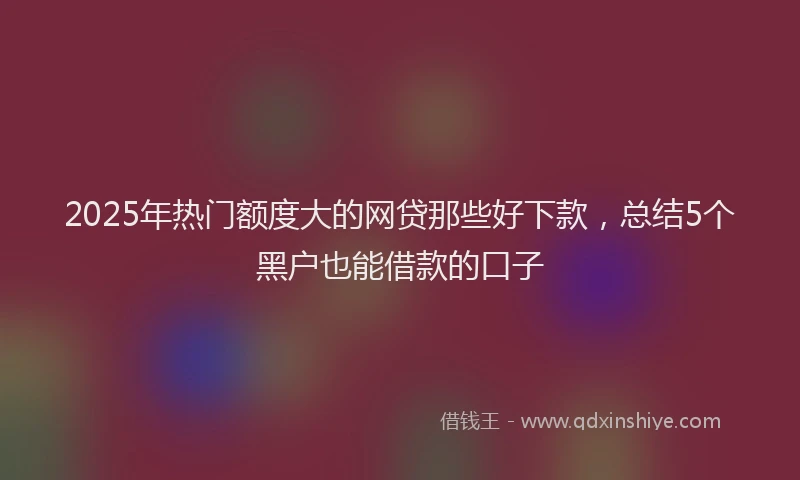 2025年热门额度大的网贷那些好下款，总结5个黑户也能借款的口子