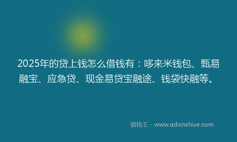 2025年的贷上钱怎么借钱有:哆来米钱包、甄易融宝、应急贷、现金易贷宝融途、钱袋快融等。