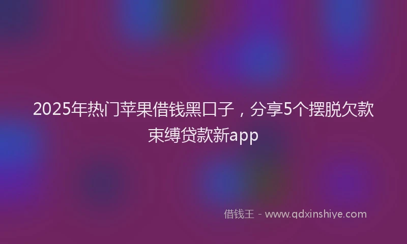 2025年热门苹果借钱黑口子,分享5个摆脱欠款束缚贷款新app