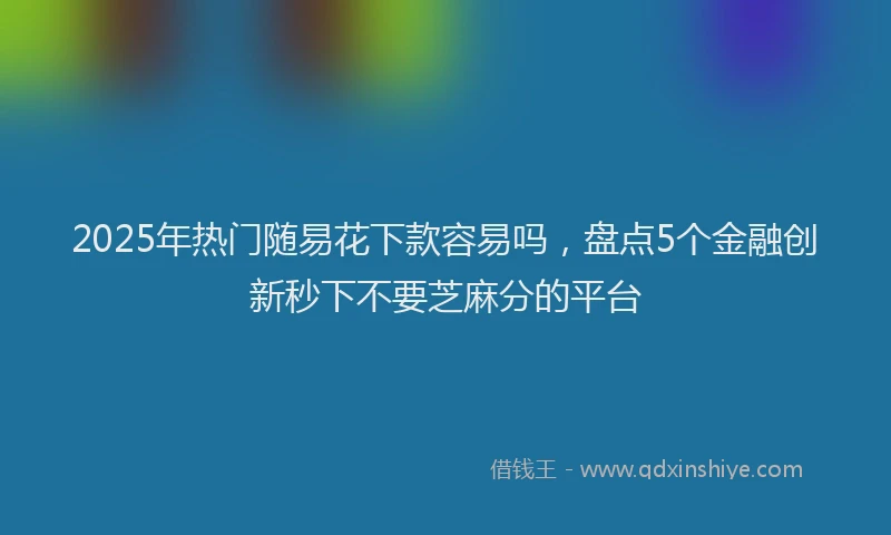 2025年热门随易花下款容易吗,盘点5个金融创新秒下不要芝麻分的平台