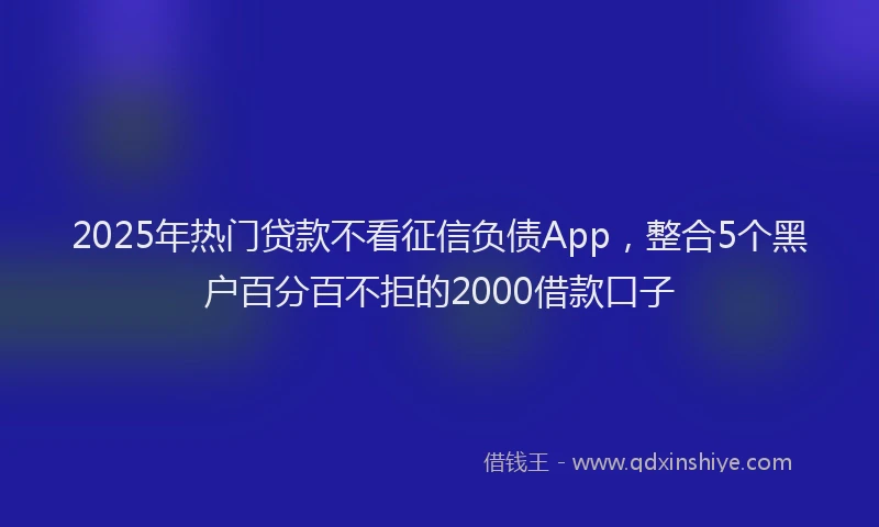 2025年热门贷款不看征信负债App,整合5个黑户百分百不拒的2000借款口子
