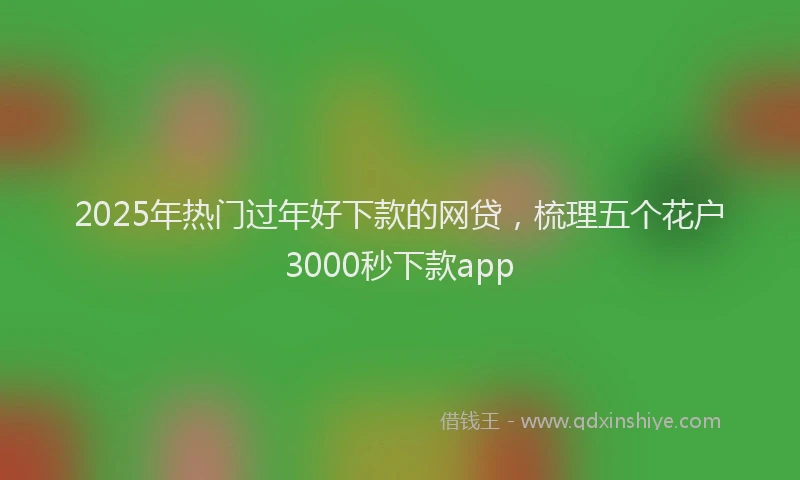 2025年热门过年好下款的网贷,梳理五个花户3000秒下款app