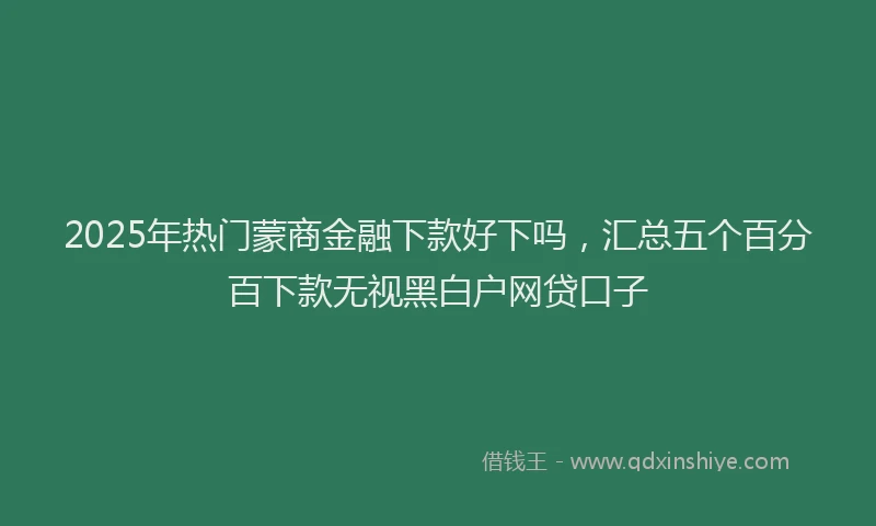2025年热门蒙商金融下款好下吗，汇总五个百分百下款无视黑白户网贷口子