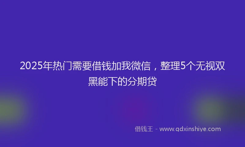 2025年热门需要借钱加我微信,整理5个无视双黑能下的分期贷