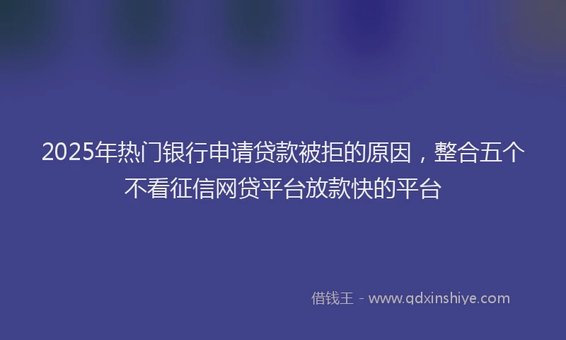2025年热门银行申请贷款被拒的原因，整合五个不看征信网贷平台放款快的平台