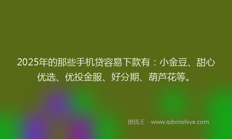 2025年的那些手机贷容易下款有:小金豆、甜心优选、优投金服、好分期、葫芦花等。
