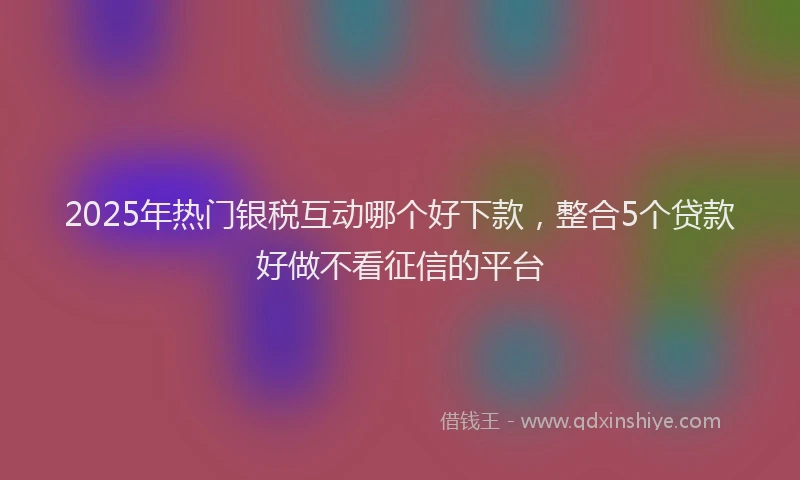 2025年热门银税互动哪个好下款，整合5个贷款好做不看征信的平台