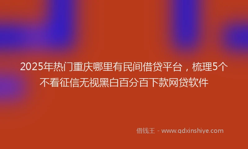 2025年热门重庆哪里有民间借贷平台,梳理5个不看征信无视黑白百分百下款网贷软件