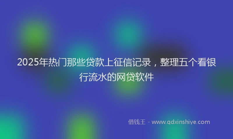2025年热门那些贷款上征信记录,整理五个看银行流水的网贷软件