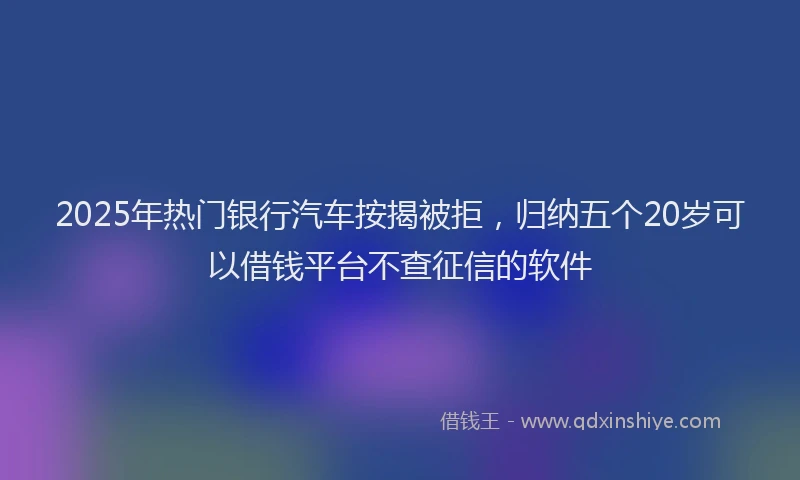 2025年热门银行汽车按揭被拒，归纳五个20岁可以借钱平台不查征信的软件