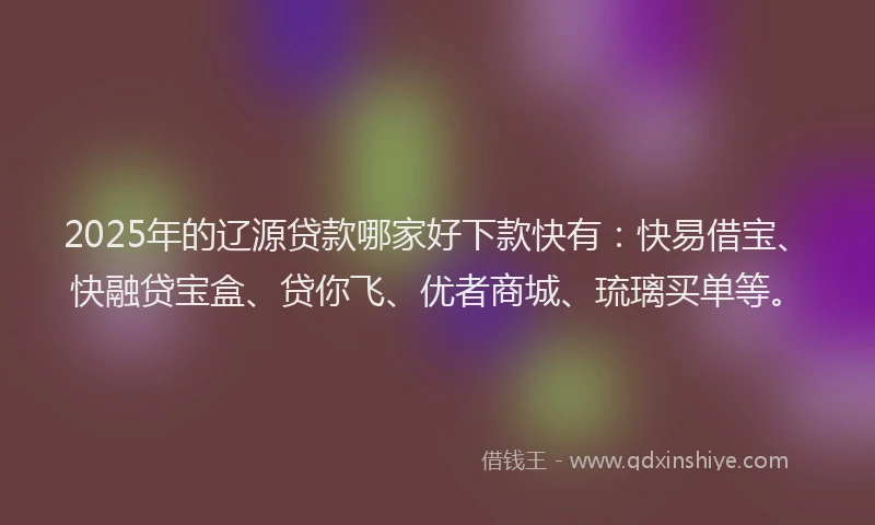 2025年的辽源贷款哪家好下款快有:快易借宝、快融贷宝盒、贷你飞、优者商城、琉璃买单等。