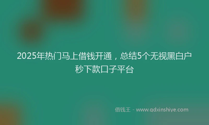 2025年热门马上借钱开通,总结5个无视黑白户秒下款口子平台