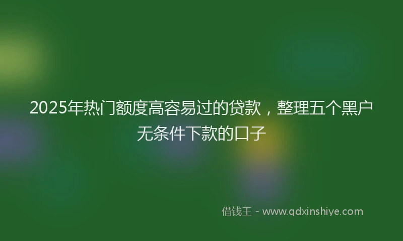 2025年热门额度高容易过的贷款，整理五个黑户无条件下款的口子
