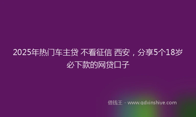 2025年热门车主贷 不看征信 西安,分享5个18岁必下款的网贷口子