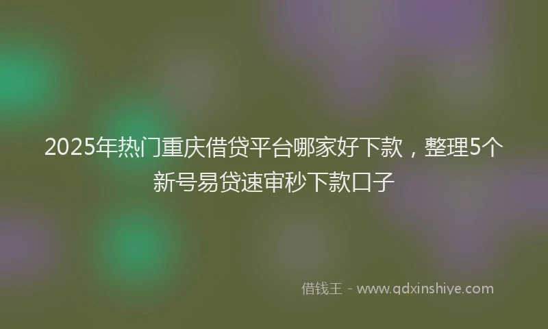 2025年热门重庆借贷平台哪家好下款,整理5个新号易贷速审秒下款口子