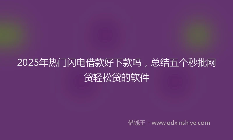 2025年热门闪电借款好下款吗,总结五个秒批网贷轻松贷的软件