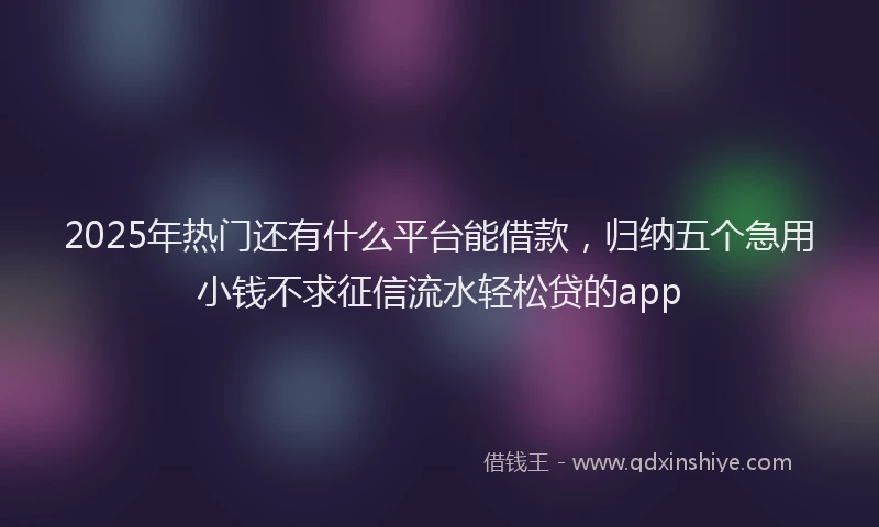 2025年热门还有什么平台能借款,归纳五个急用小钱不求征信流水轻松贷的app