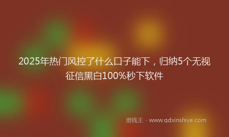 2025年热门风控了什么口子能下,归纳5个无视征信黑白100%秒下软件