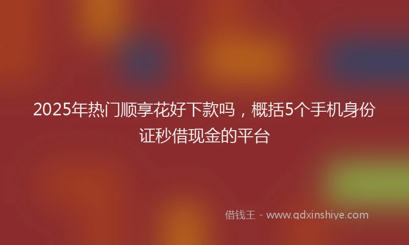 2025年热门顺享花好下款吗，概括5个手机身份证秒借现金的平台