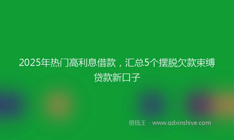 2025年热门高利息借款，汇总5个摆脱欠款束缚贷款新口子