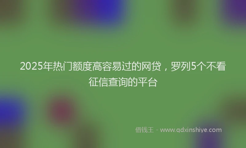 2025年热门额度高容易过的网贷，罗列5个不看征信查询的平台