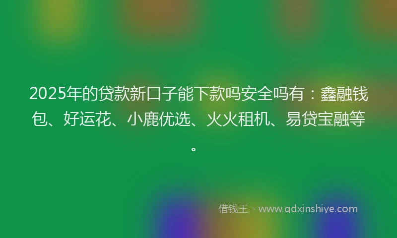 2025年的贷款新口子能下款吗安全吗有:鑫融钱包、好运花、小鹿优选、火火租机、易贷宝融等。