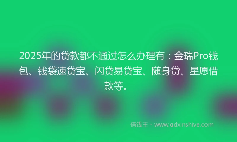 2025年的贷款都不通过怎么办理有:金瑞Pro钱包、钱袋速贷宝、闪贷易贷宝、随身贷、星愿借款等。