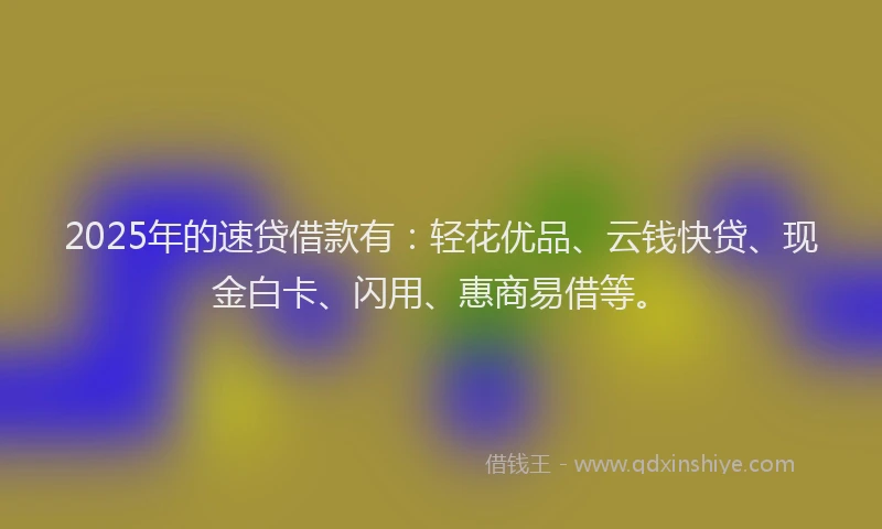 2025年的速贷借款有:轻花优品、云钱快贷、现金白卡、闪用、惠商易借等。